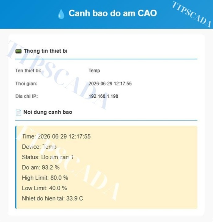 cảnh báo độ ẩm cao